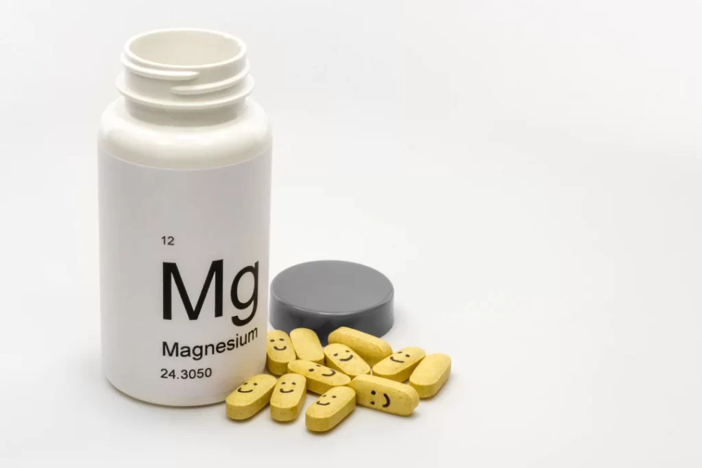 Mg pills with white background.