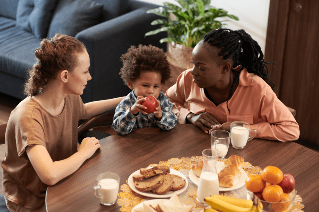Family Eating After Taking Vitamins