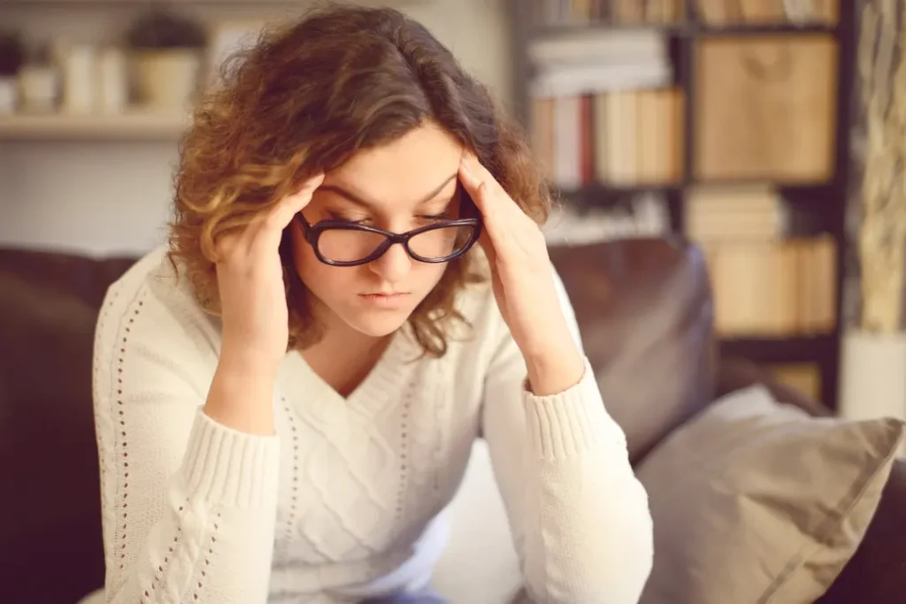 Girl suffering from anxiety and depression.