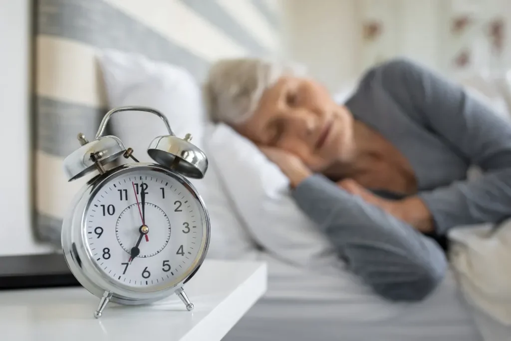 Senior citizen sleeping after taking sominex tablets.