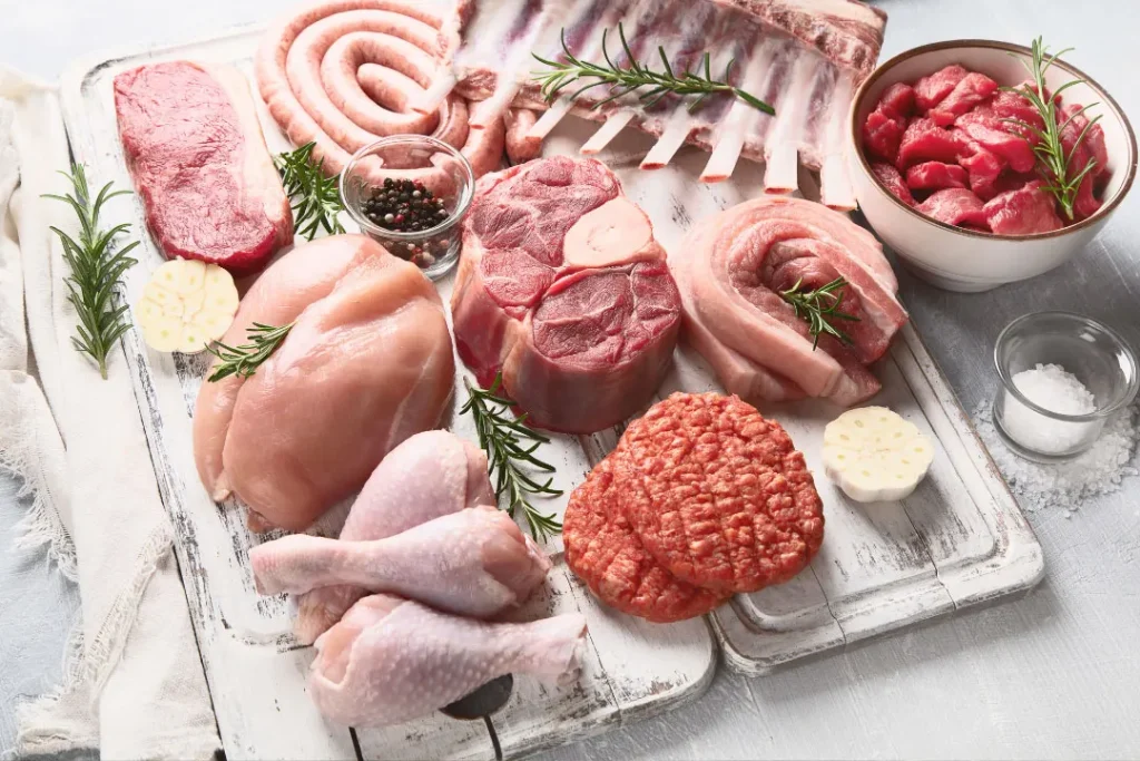 Meat items.