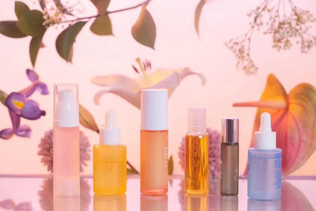 skincare product on pink background