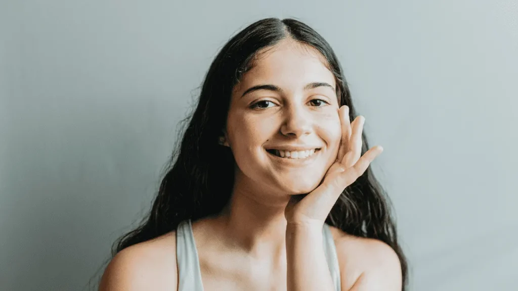 Girl having fresh and healthy skin.