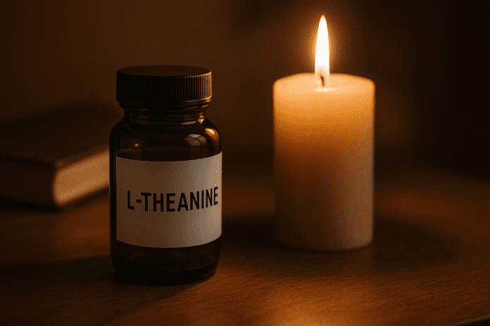 A close-up image features an amber glass bottle labeled 