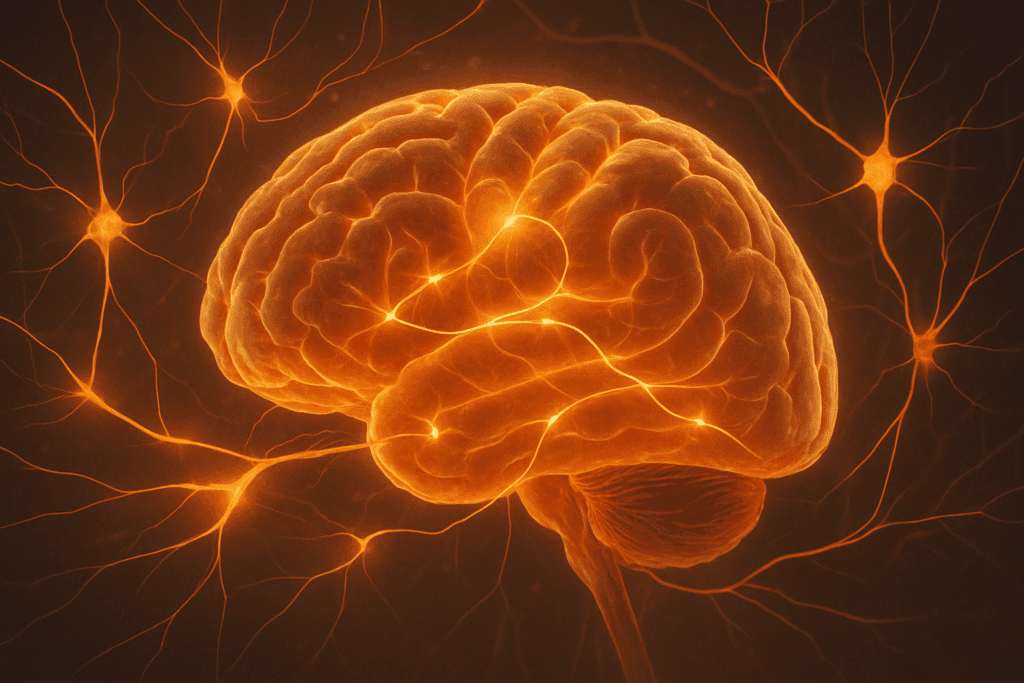 Neurons forming new synaptic connections in the cerebral cortex, symbolizing neuroplasticity and highlighting what part of the brain controls memory
