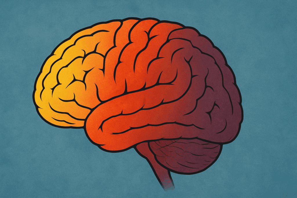 Conceptual illustration of a human brain transitioning from healthy to severe cognitive decline, symbolizing how dementia progresses when providing care for someone with dementia at home.