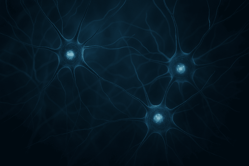 Neurons under a microscope with glowing Lewy body inclusions, symbolizing the complexity in understanding the different types of dementia.