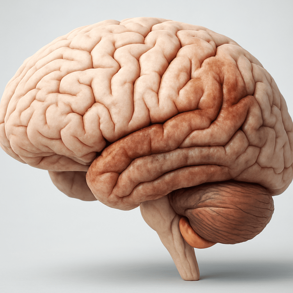 3D medical illustration showing brain regions affected by dementia, highlighting hippocampus and temporal lobes to depict dementia a mental illness.