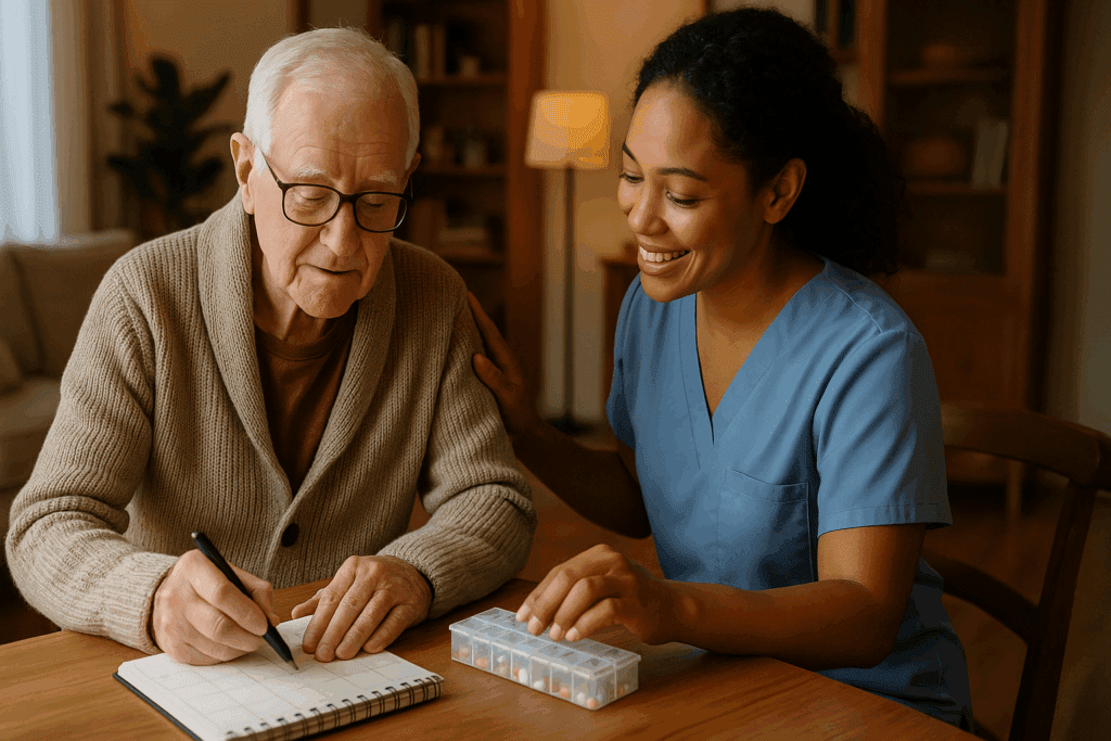 A futuristic healthcare setting where advanced AI technology and imaging machines analyze a patient’s cognitive health. The scene subtly blends traditional medical symbols like brain scans with digital, high-tech elements, reflecting the evolution of dementia diagnostics without behavioral disturbance.