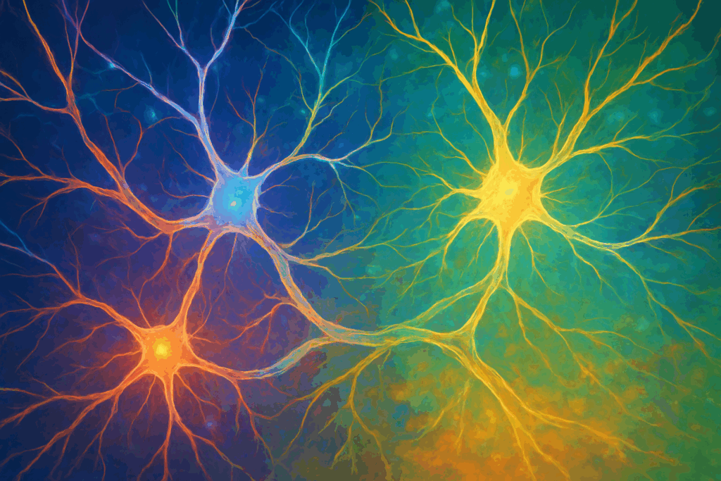 Glowing neural network illustration showing brain rewiring through neuroplasticity for natural anxiety relief.