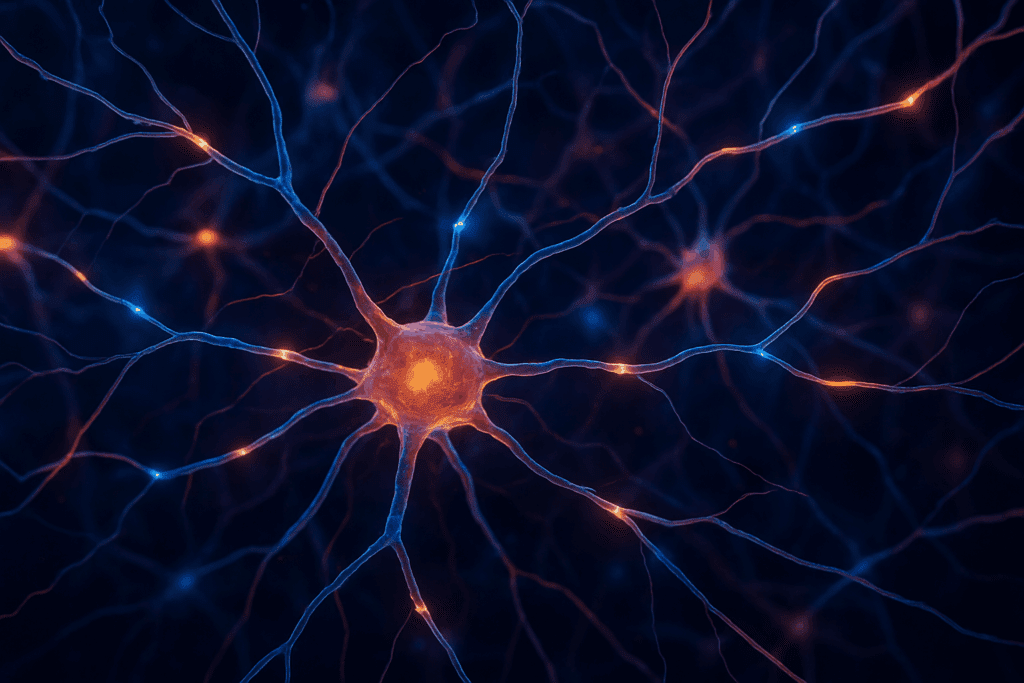 Colorful neural networks firing vibrant electrical impulses inside the brain, visually representing how does thinking work.