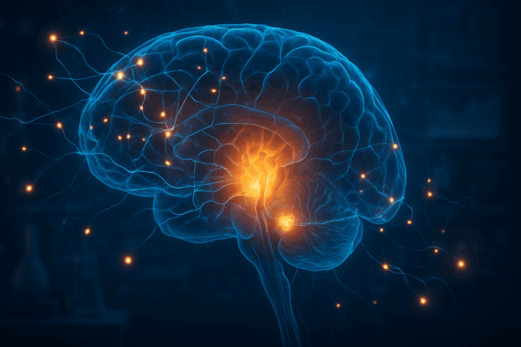 Brain scan visualization highlighting emotional regulation centers and neural restructuring during rational emotive behavior therapy