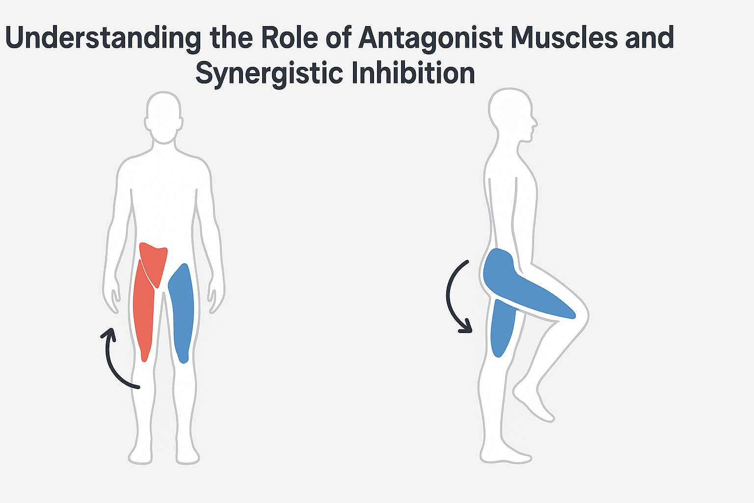 Diagram showing how to fix hip flexor pain through reciprocal inhibition of glutes and hamstrings during hip movement